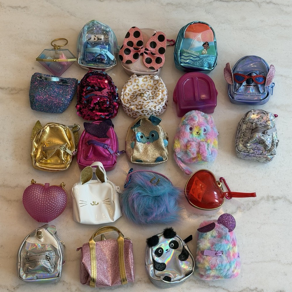 Lot Of 22 Shopkins Real Littles Mini Backpacks Handbags + Some Accessories